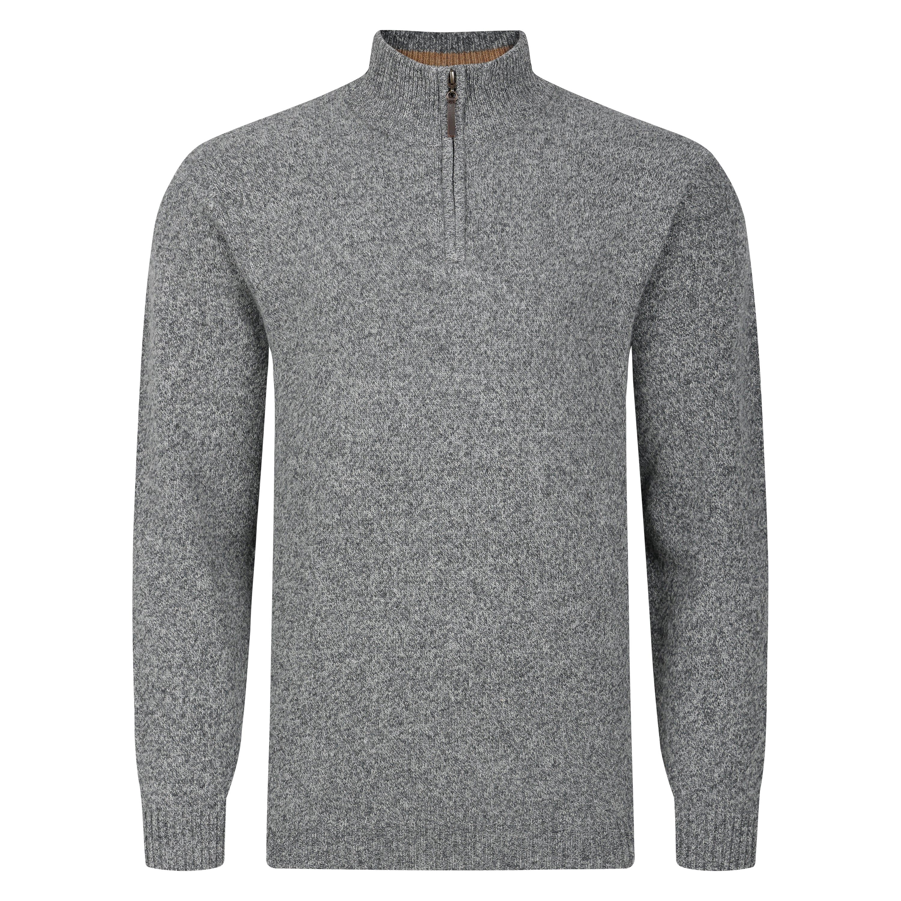 Peter Gribby Lambswool Quarter Zip Sweater - Grey Marl