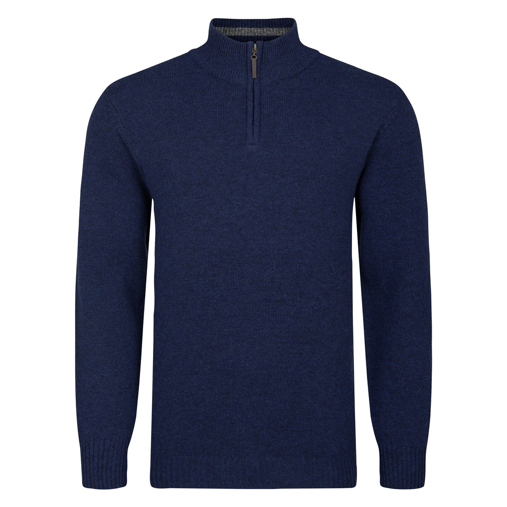 Peter Gribby Lambswool Quarter Zip Sweater - Navy