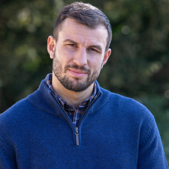 Peter Gribby Lambswool Quarter Zip Sweater - Navy Main Image