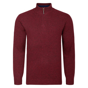 Peter Gribby Lambswool Quarter Zip Sweater - Wine