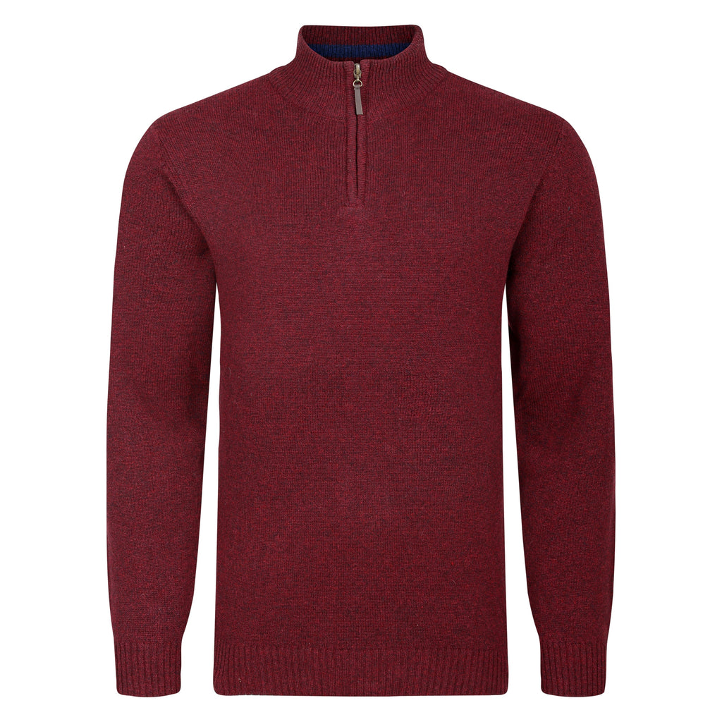 Peter Gribby Lambswool Quarter Zip Sweater - Wine