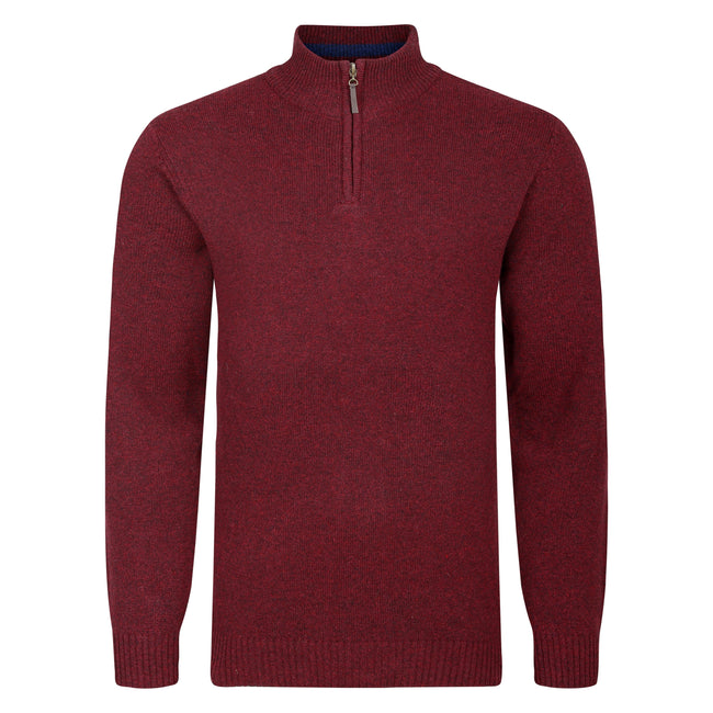 Peter Gribby Lambswool Quarter Zip Sweater - Wine Hover Image