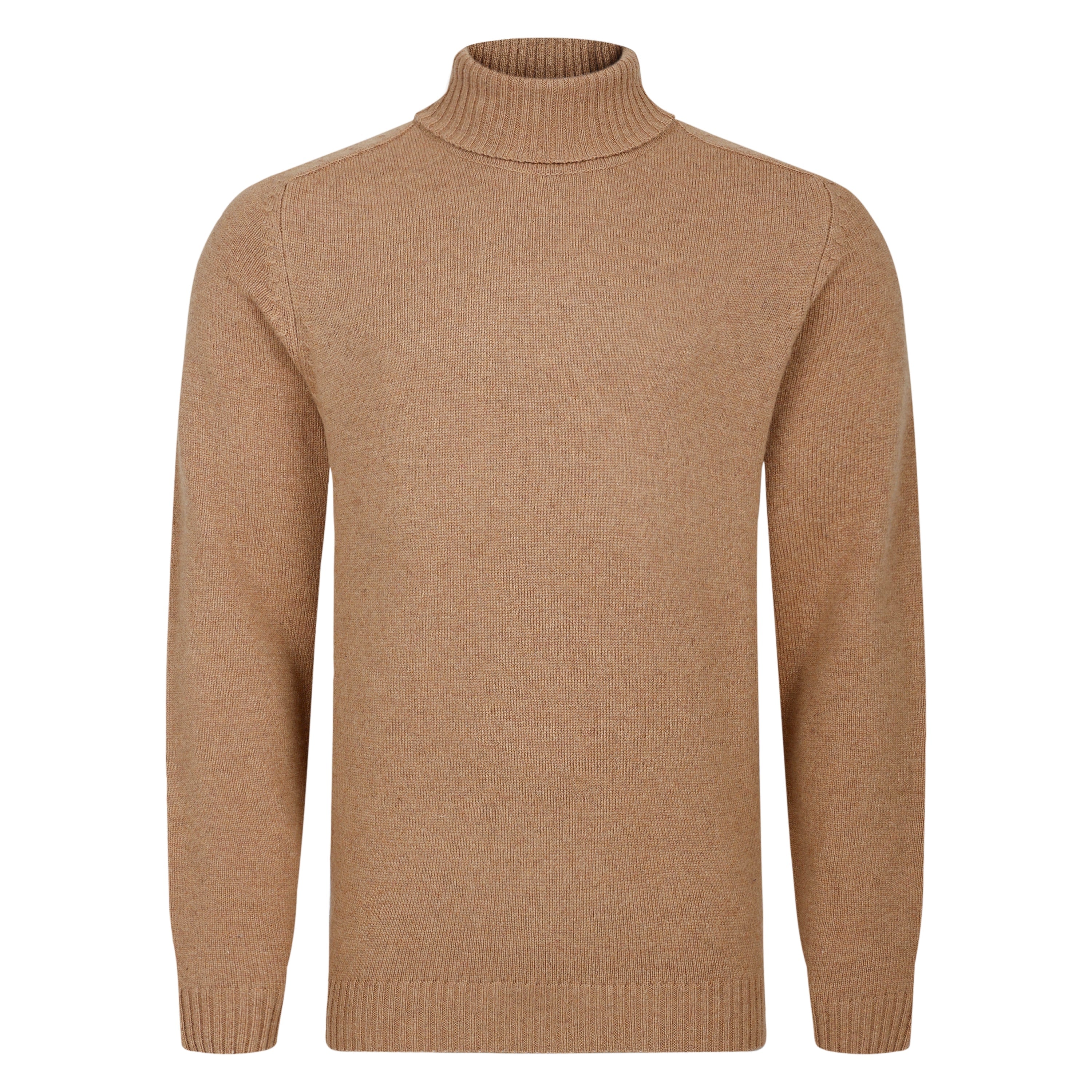 Peter Gribby Lambswool Roll Neck Jumper - Caramel