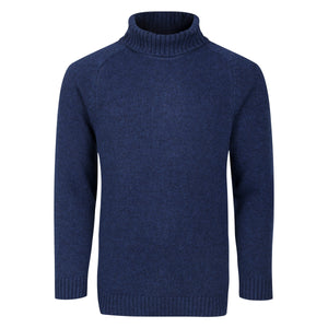 Peter Gribby Lambswool Roll Neck Jumper - Navy