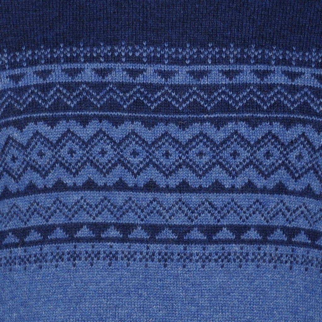 Peter Gribby Fairisle Yoke Crew Neck Sweater - Blue