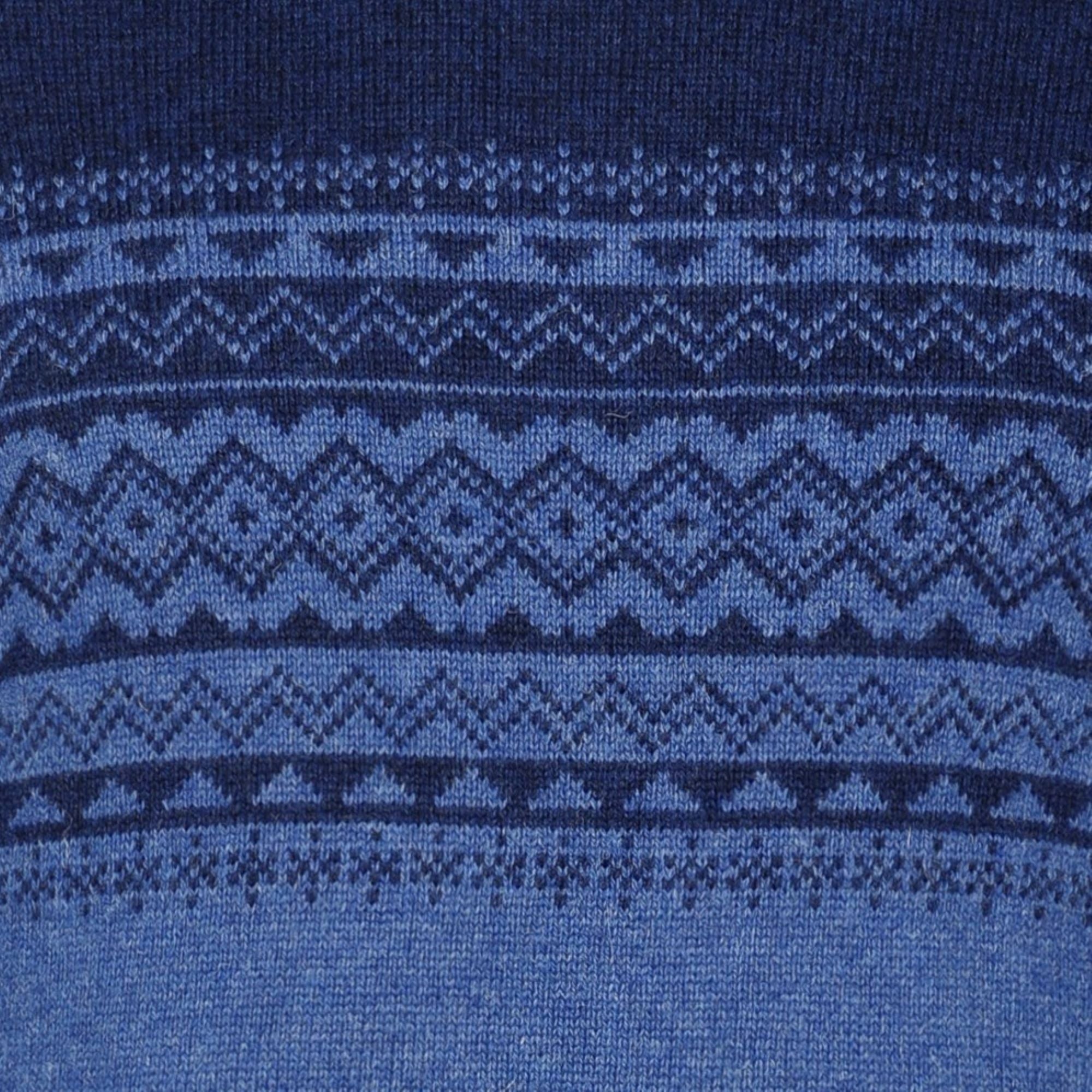 Peter Gribby Fairisle Yoke Crew Neck Sweater - Blue