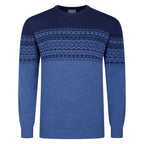 Peter Gribby Fairisle Yoke Crew Neck Sweater - Blue