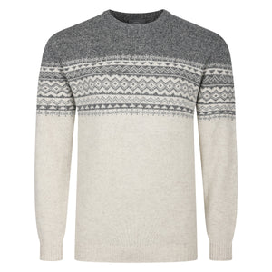 Peter Gribby Fairisle Yoke Crew Neck Sweater - Ecru