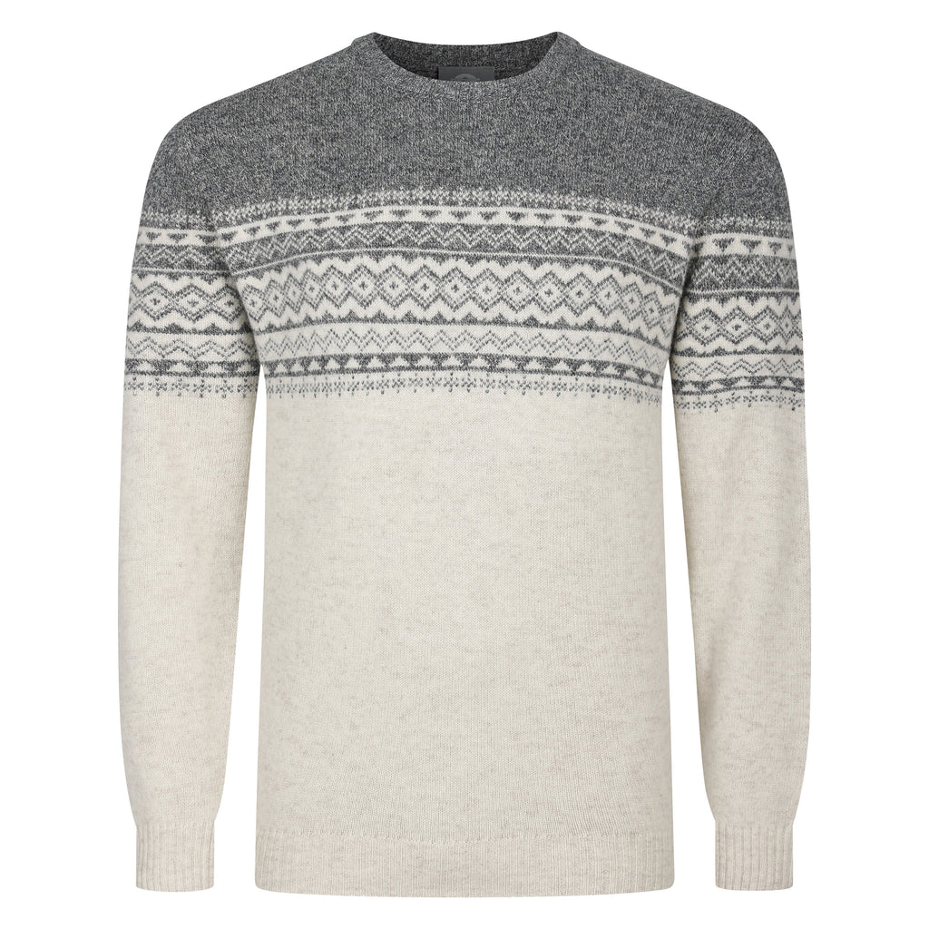 Peter Gribby Fairisle Yoke Crew Neck Sweater - Ecru