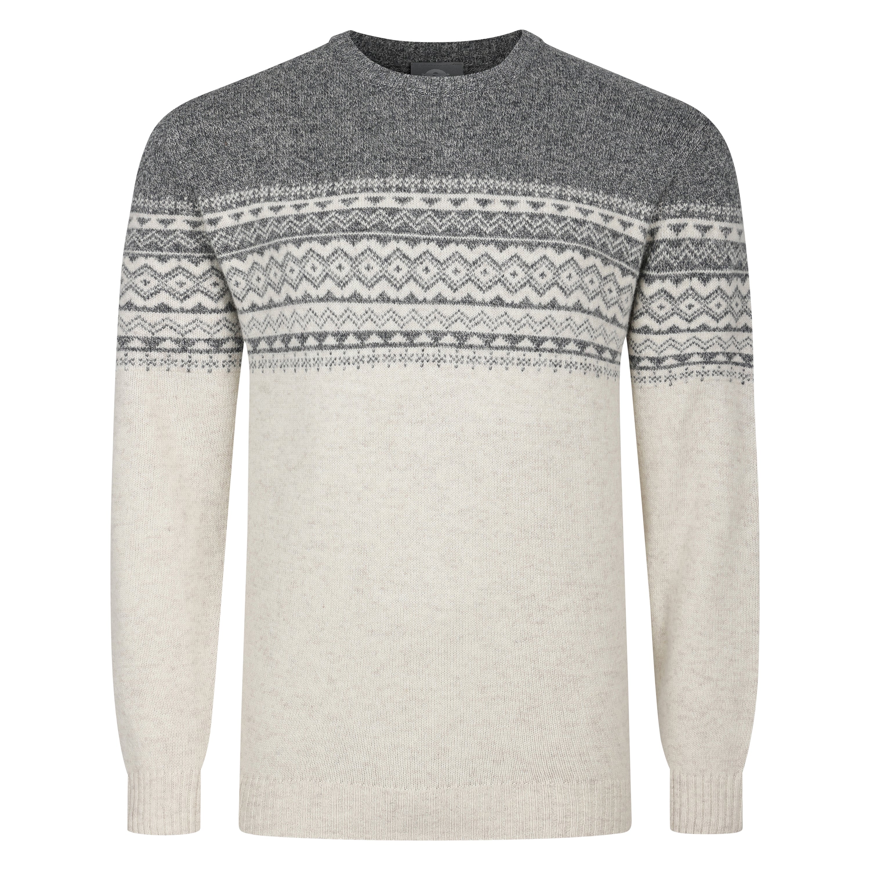 Peter Gribby Fairisle Yoke Crew Neck Sweater - Ecru