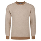 Peter Gribby Bi Colour Jacquard Crew Neck Jumper - Caramel