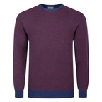 Peter Gribby Bi Colour Jacquard Crew Neck Jumper - Navy