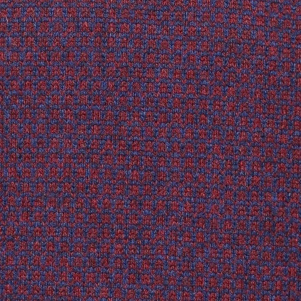 Peter Gribby Bi Colour Jacquard Crew Neck Jumper - Navy