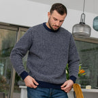 Peter Gribby Textured Bi Colour Crew Neck Jumper - Navy/Grey