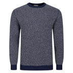 Peter Gribby Textured Bi Colour Crew Neck Jumper - Navy/Grey