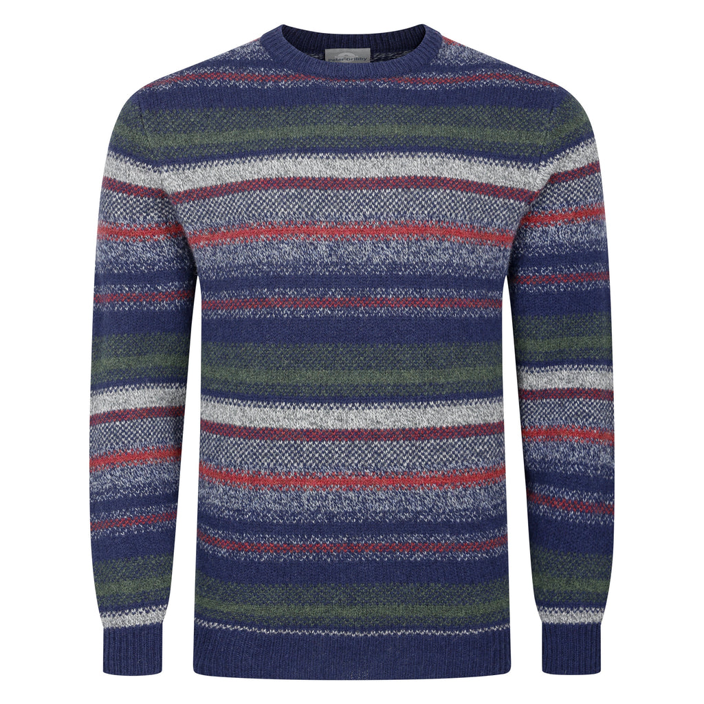 Peter Gribby Striped Crew Neck Jumper - Navybase