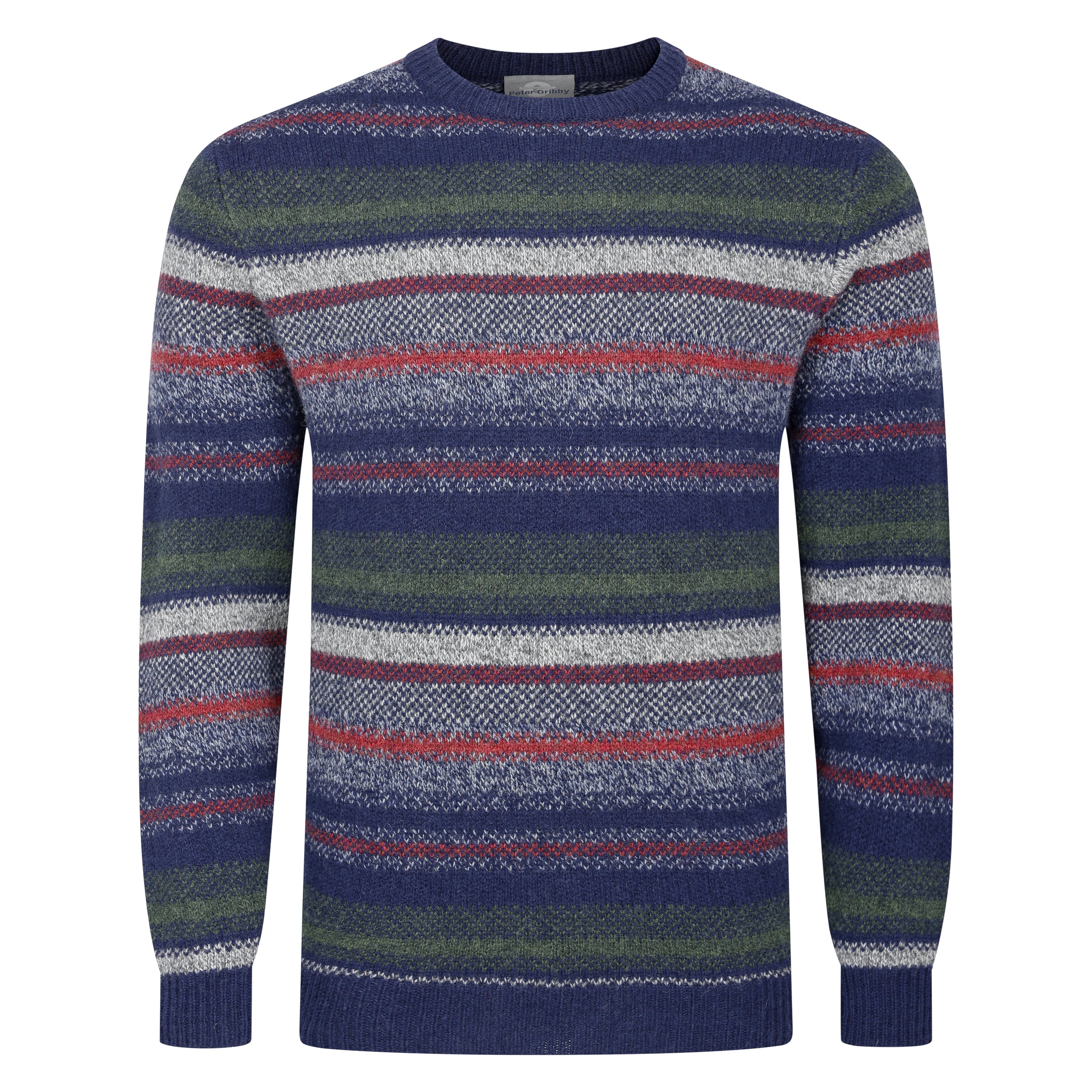 Peter Gribby Striped Crew Neck Jumper - Navybase