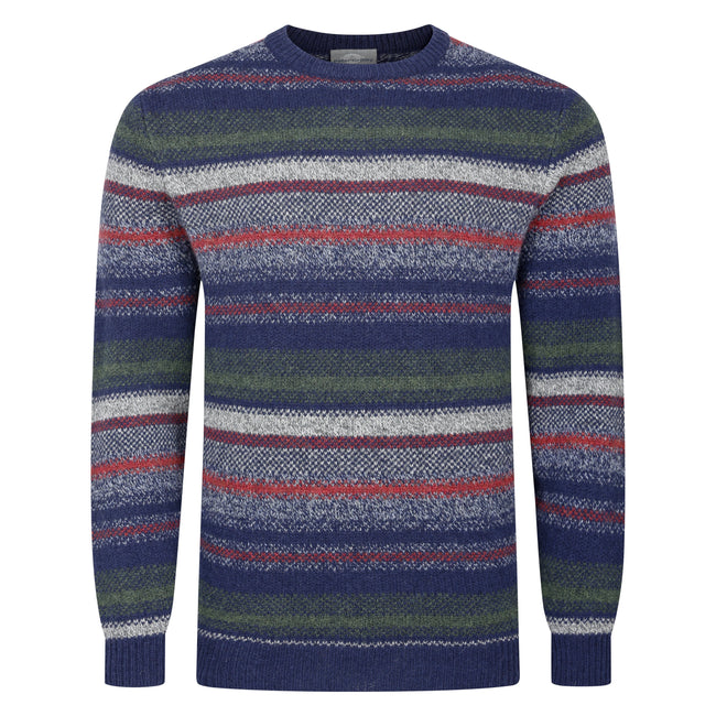 Peter Gribby Striped Crew Neck Jumper - Navybase Hover Image