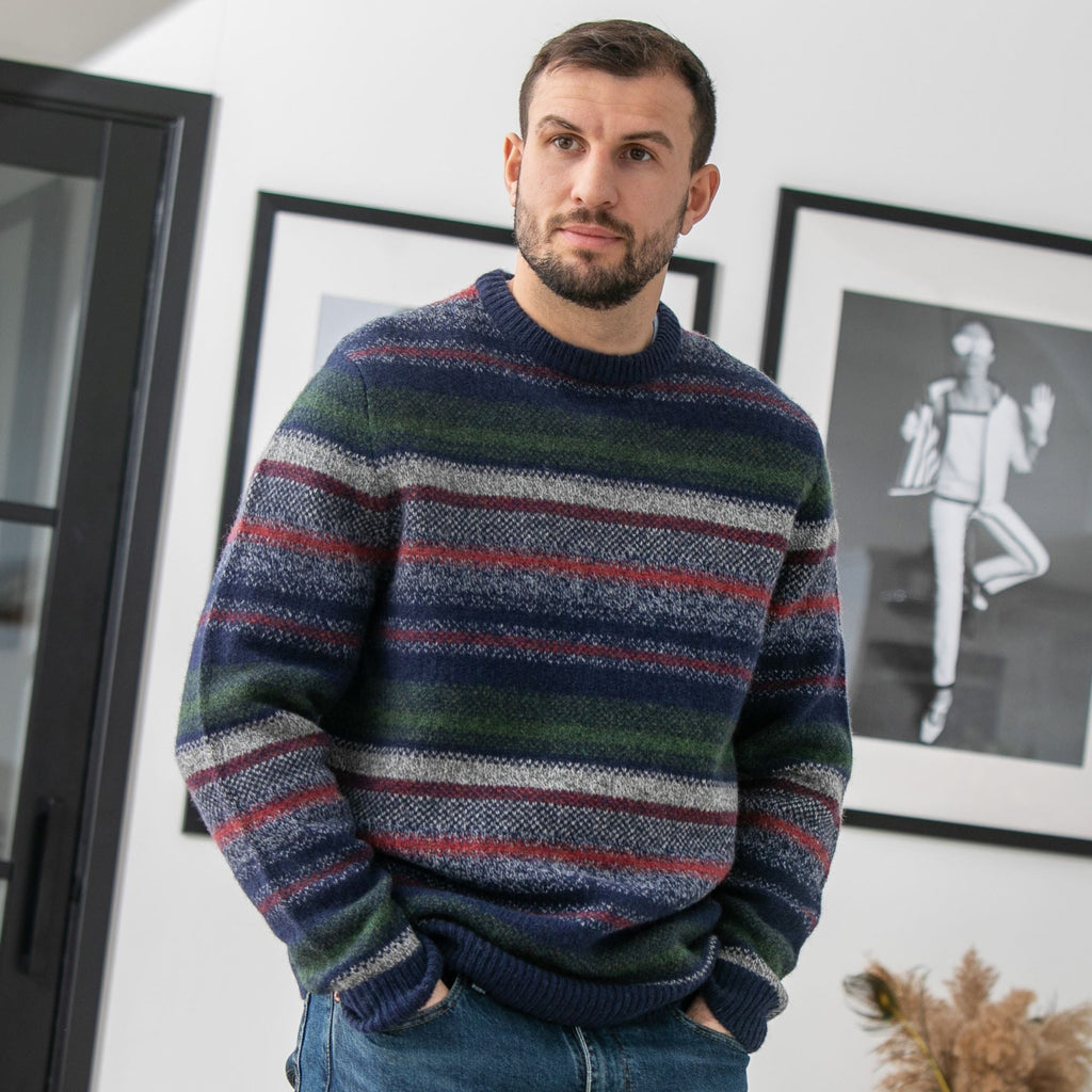 Peter Gribby Striped Crew Neck Jumper - Navybase