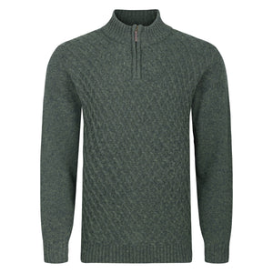 Peter Gribby Patterned Quarter Zip Jumper - Forestgreen
