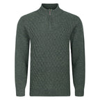 Peter Gribby Patterned Quarter Zip Jumper - Forestgreen