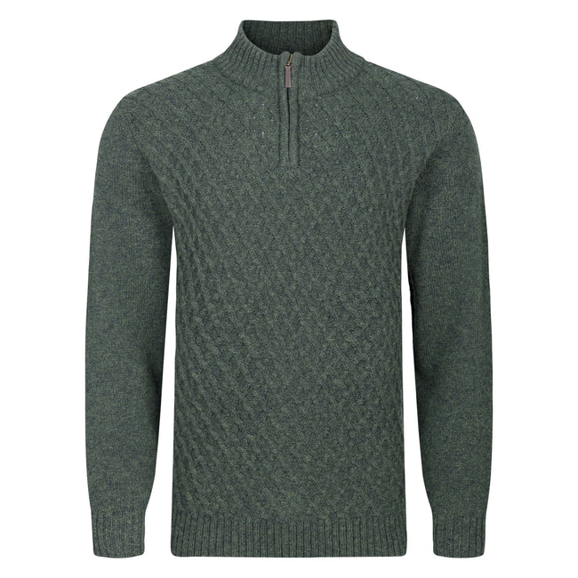 Peter Gribby Patterned Quarter Zip Jumper - Forestgreen Hover Image