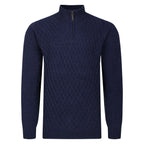 Peter Gribby Patterned Quarter Zip Jumper - Navy