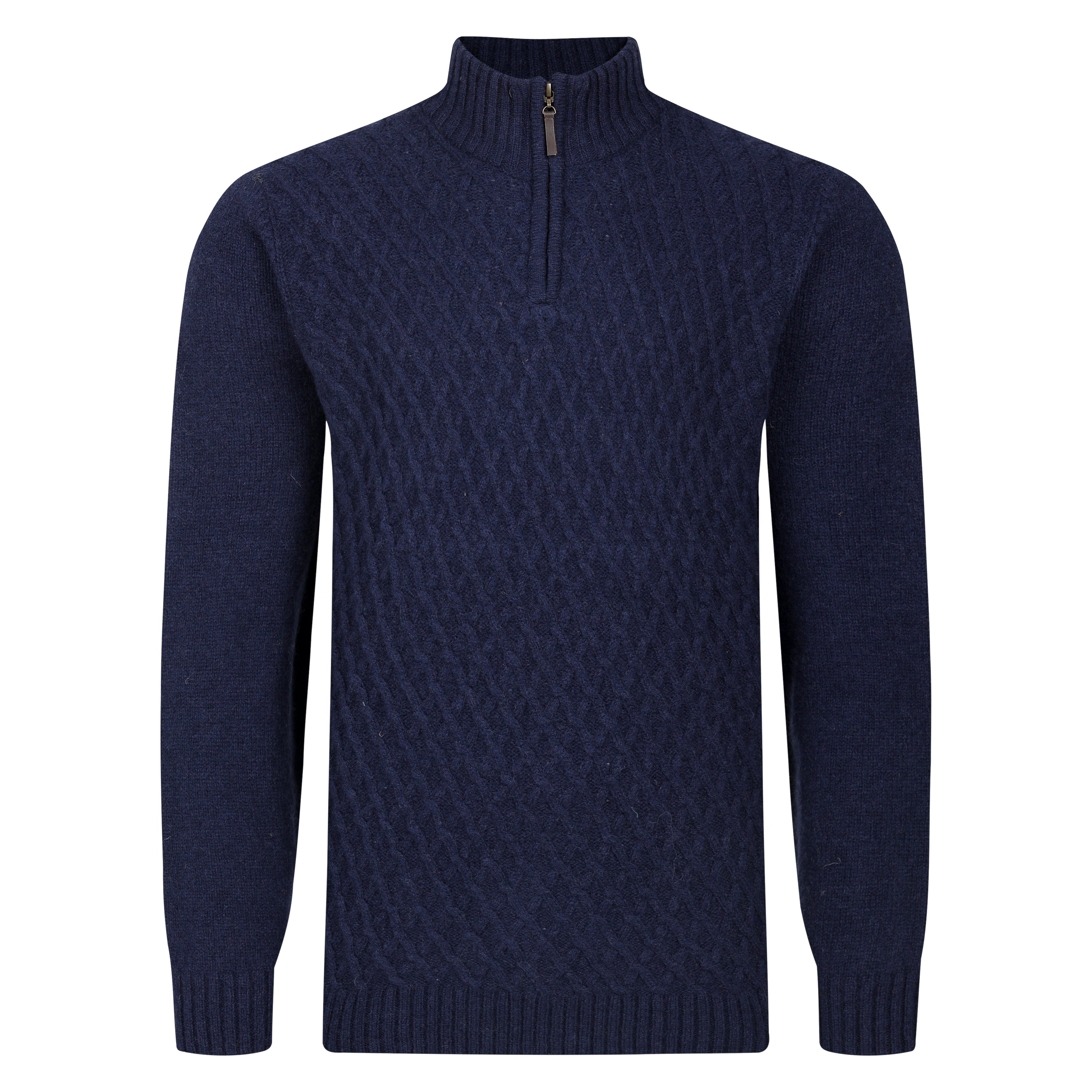Peter Gribby Patterned Quarter Zip Jumper - Navy