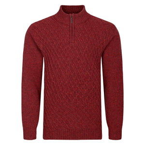 Peter Gribby Patterned Quarter Zip Jumper - Russet