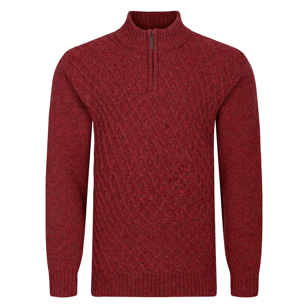 Peter Gribby Patterned Quarter Zip Jumper - Russet