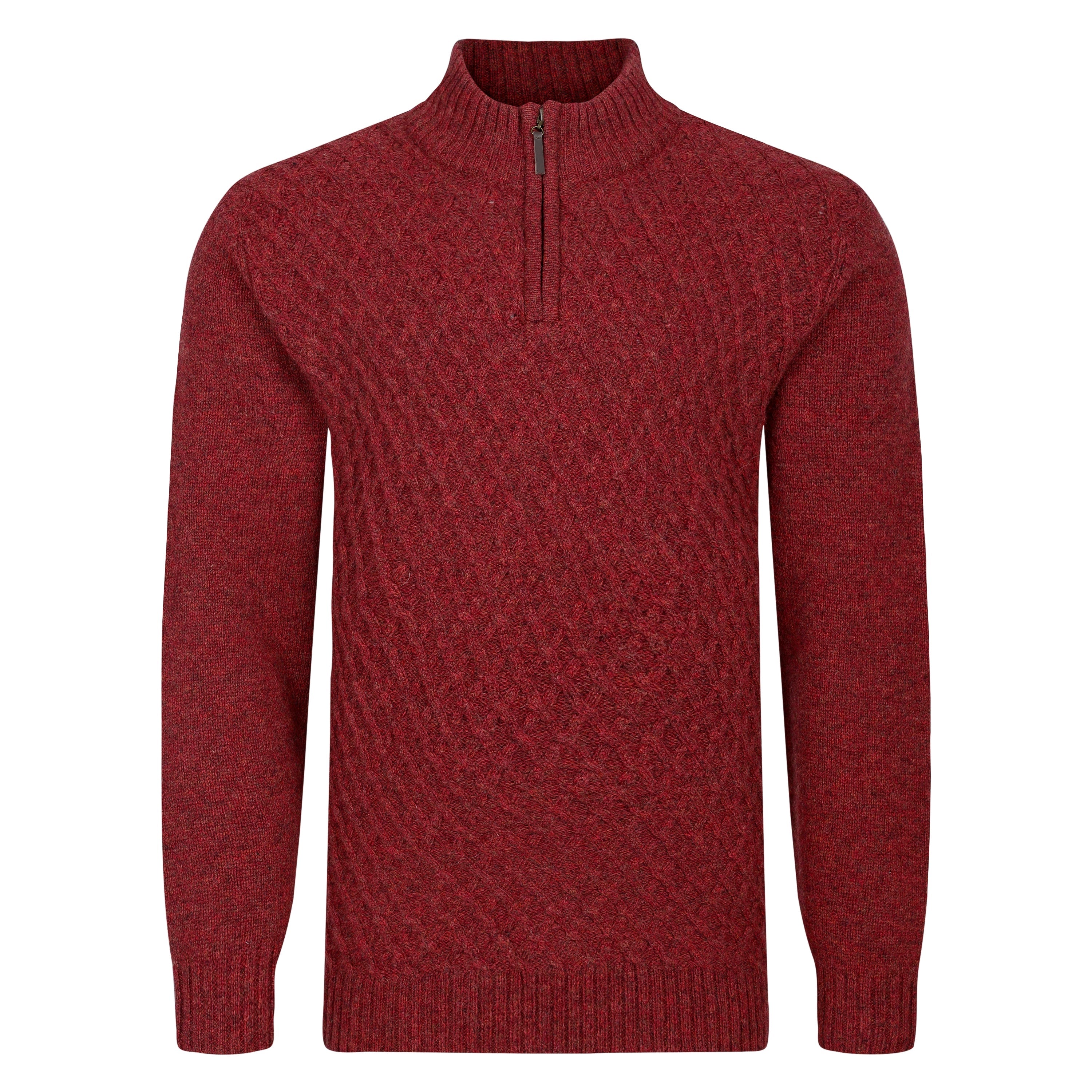 Peter Gribby Patterned Quarter Zip Jumper - Russet