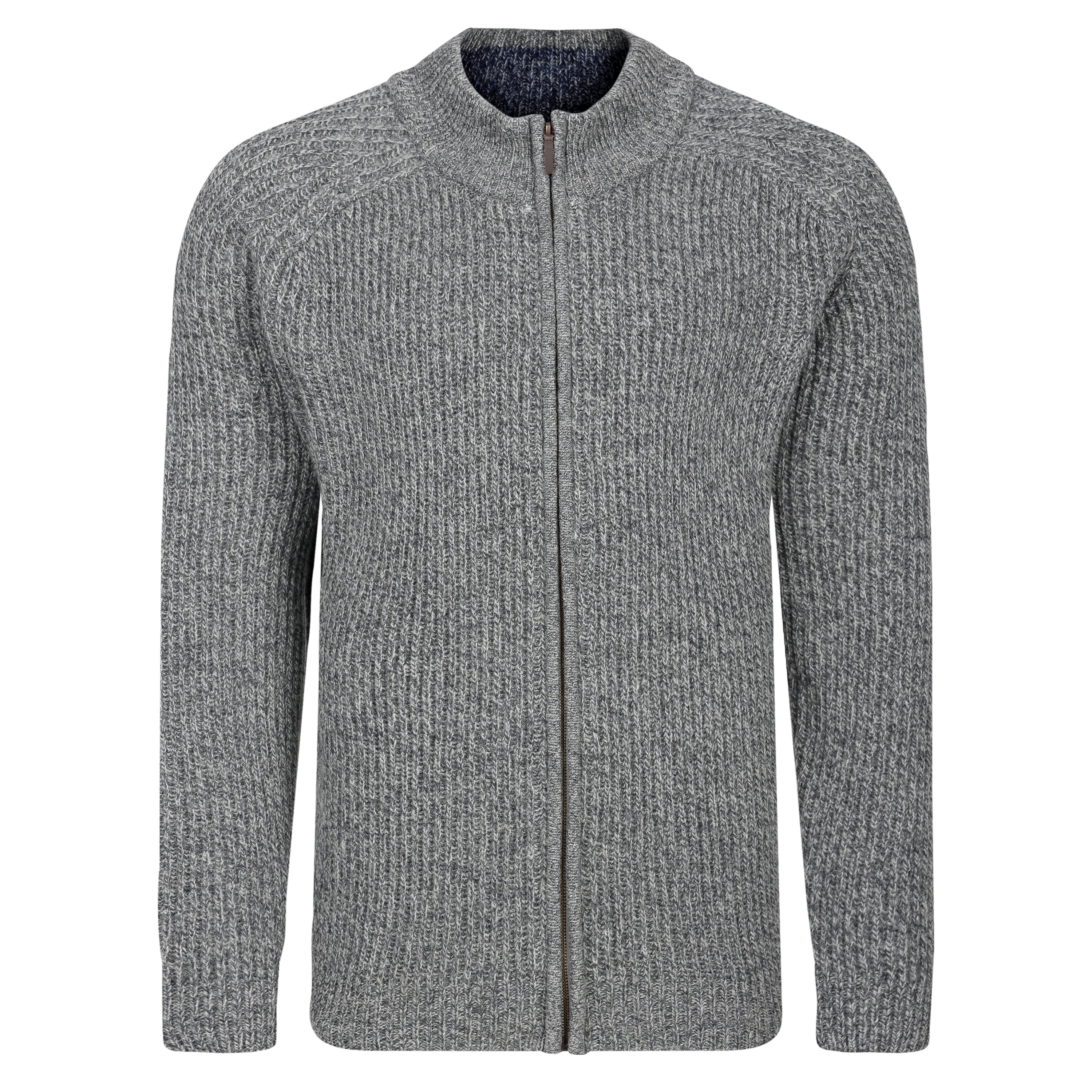 Peter Gribby Ribbed Zipper Jacket - Grey Marl