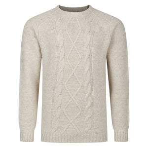 Peter Gribby Cable Front Crew Neck Jumper - Ecru