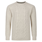 Peter Gribby Cable Front Crew Neck Jumper - Ecru