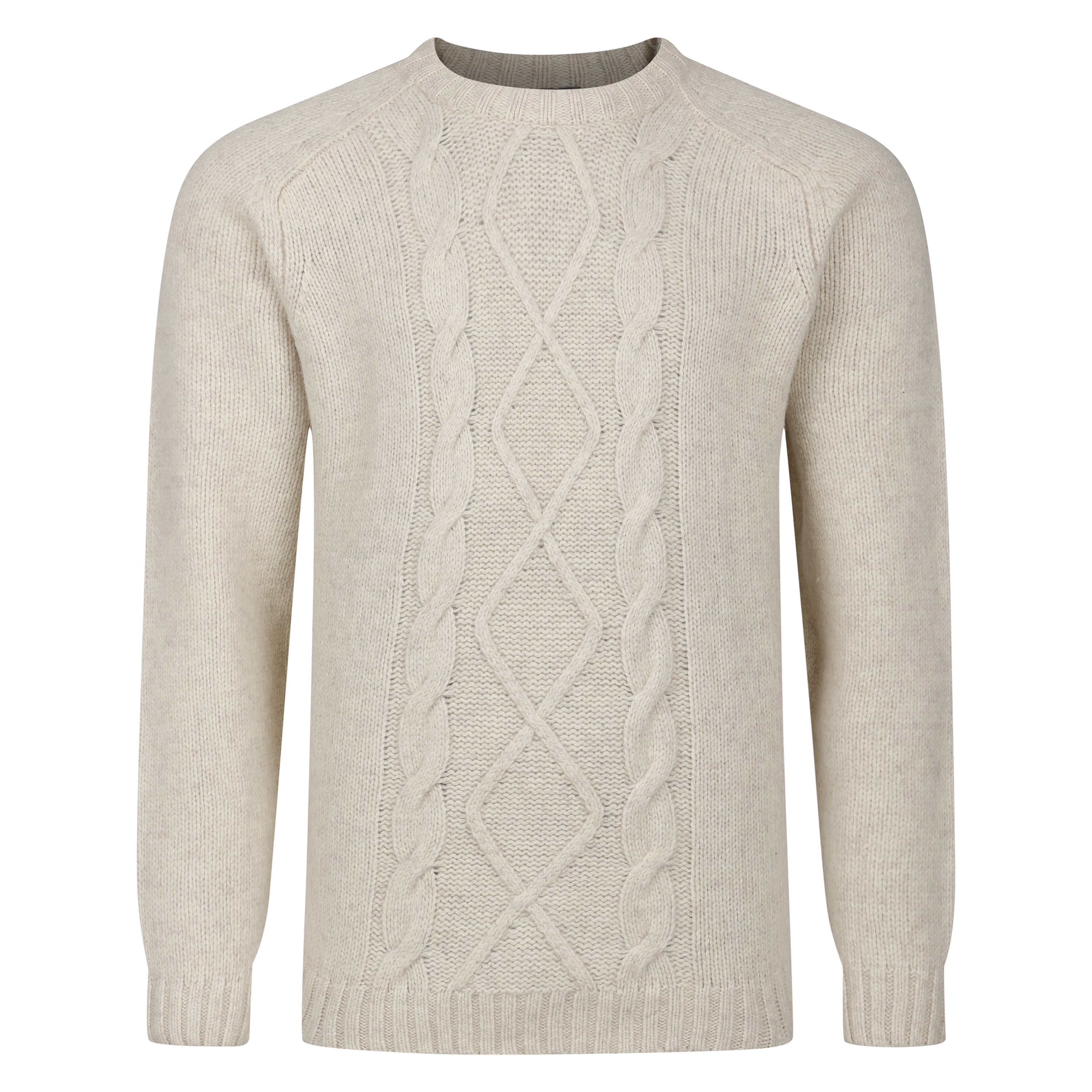 Peter Gribby Cable Front Crew Neck Jumper - Ecru
