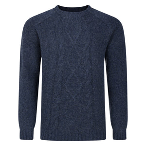 Peter Gribby Cable Front Crew Neck Jumper - Midnight