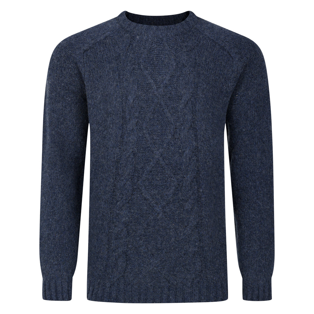 Peter Gribby Cable Front Crew Neck Jumper - Midnight