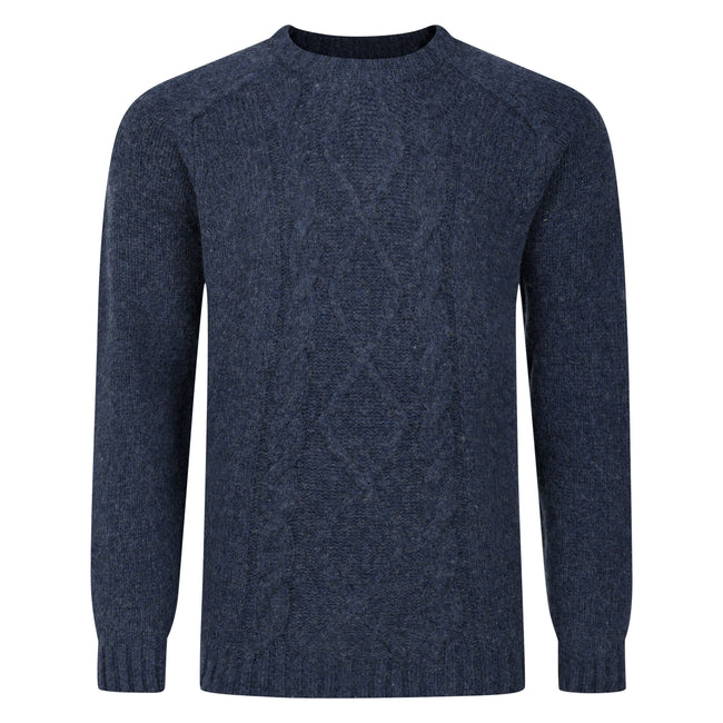 Peter Gribby Cable Front Crew Neck Jumper - Midnight Hover Image