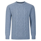 Peter Gribby Cable Front Crew Neck Jumper - Sky