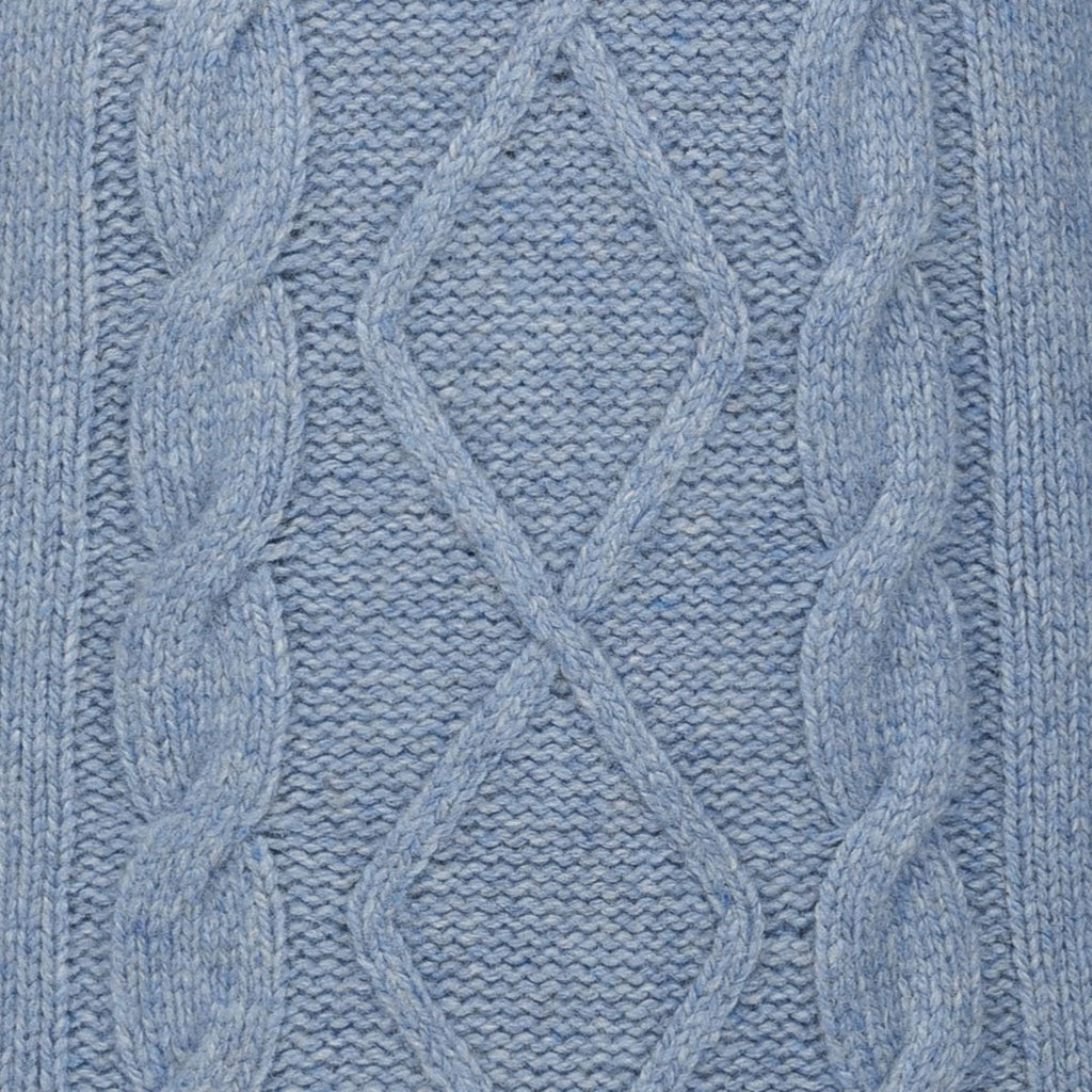 Peter Gribby Cable Front Crew Neck Jumper - Sky