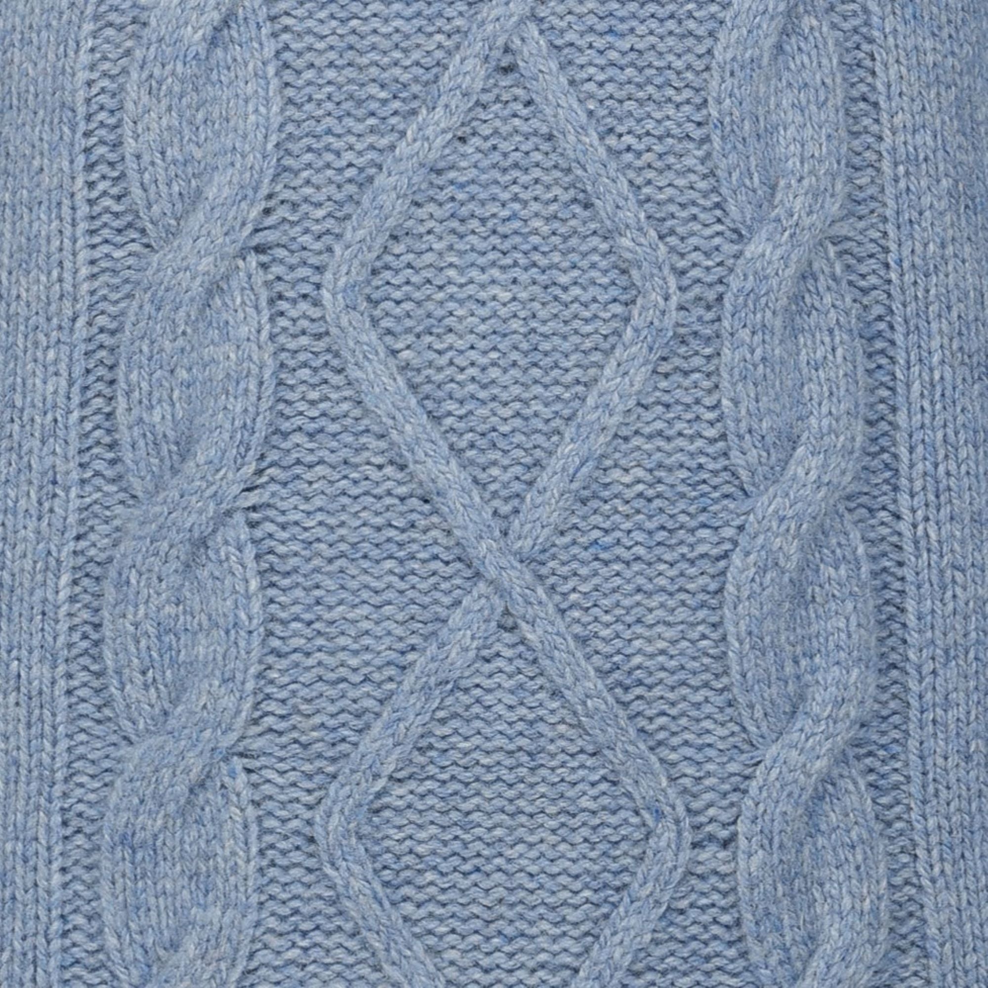 Peter Gribby Cable Front Crew Neck Jumper - Sky