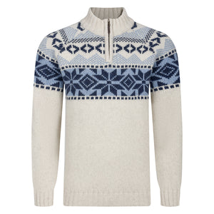 Peter Gribby Nordic Quarter Zip Sweater - Ecru
