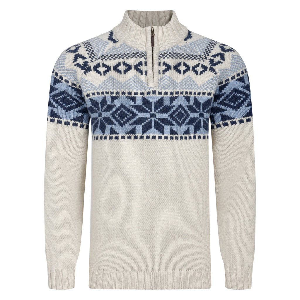 Peter Gribby Nordic Quarter Zip Sweater - Ecru