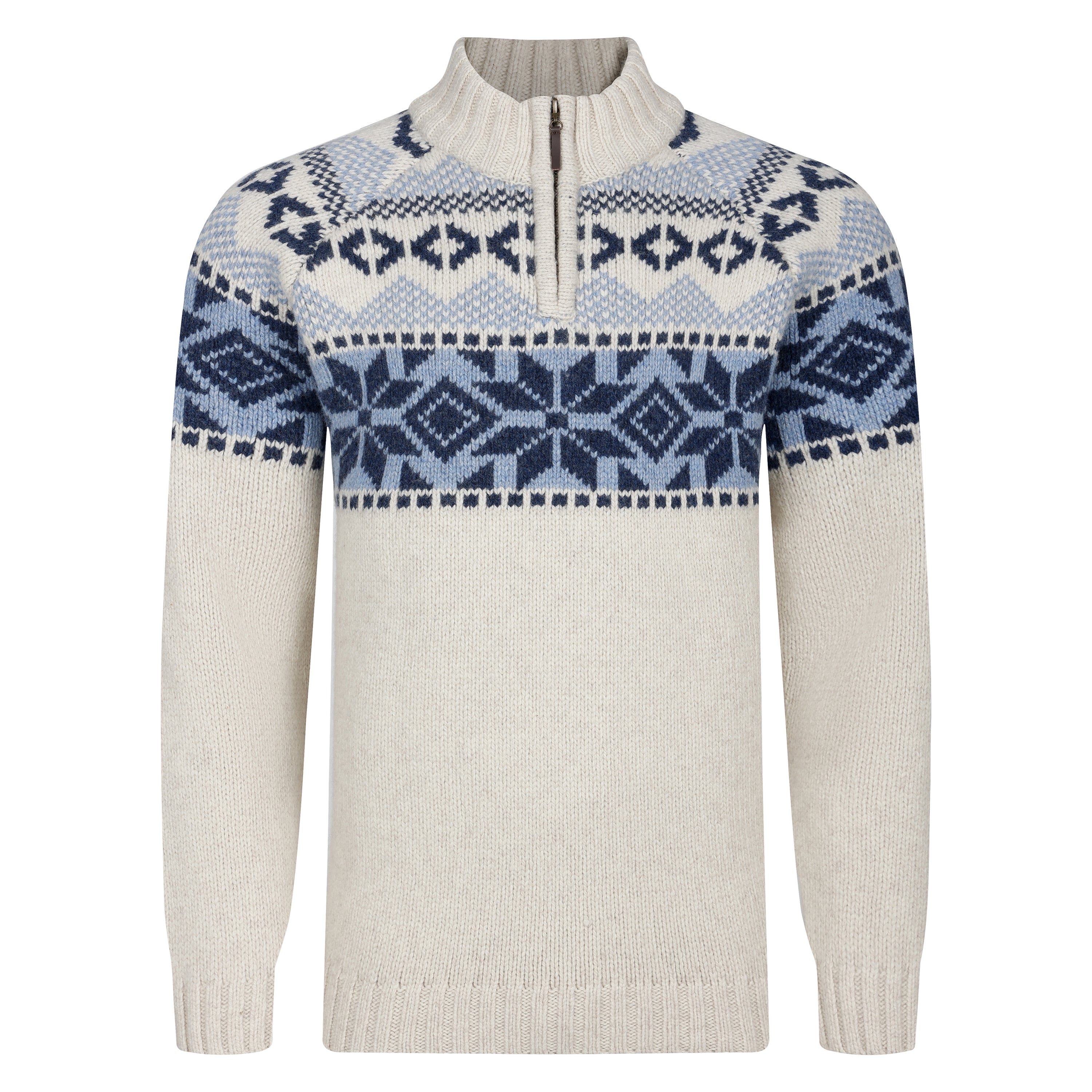 Peter Gribby Nordic Quarter Zip Sweater - Ecru