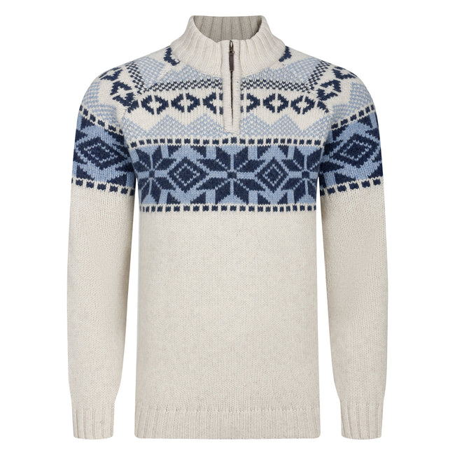 Peter Gribby Nordic Quarter Zip Sweater - Ecru Hover Image