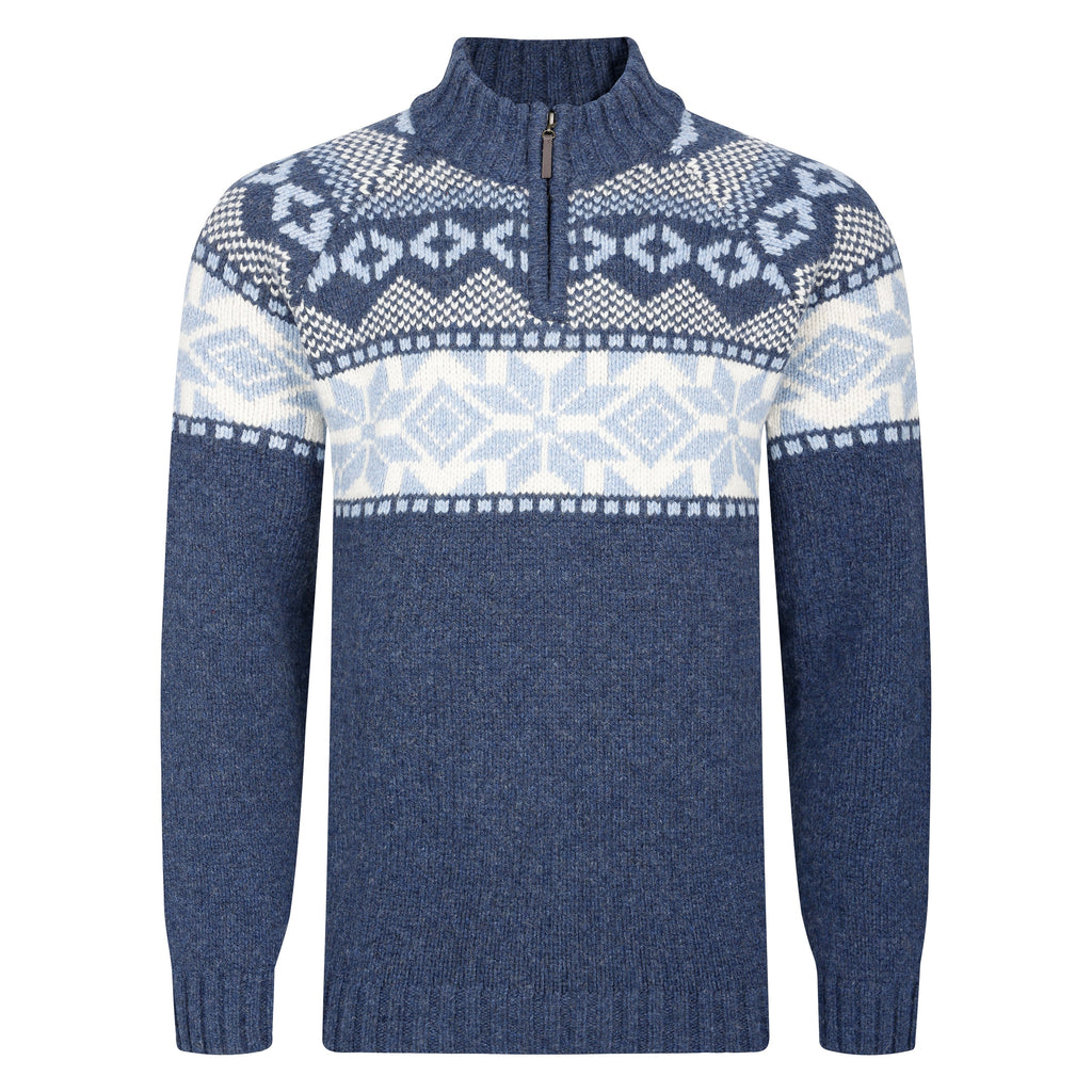 Peter Gribby Nordic Quarter Zip Sweater - Midnight