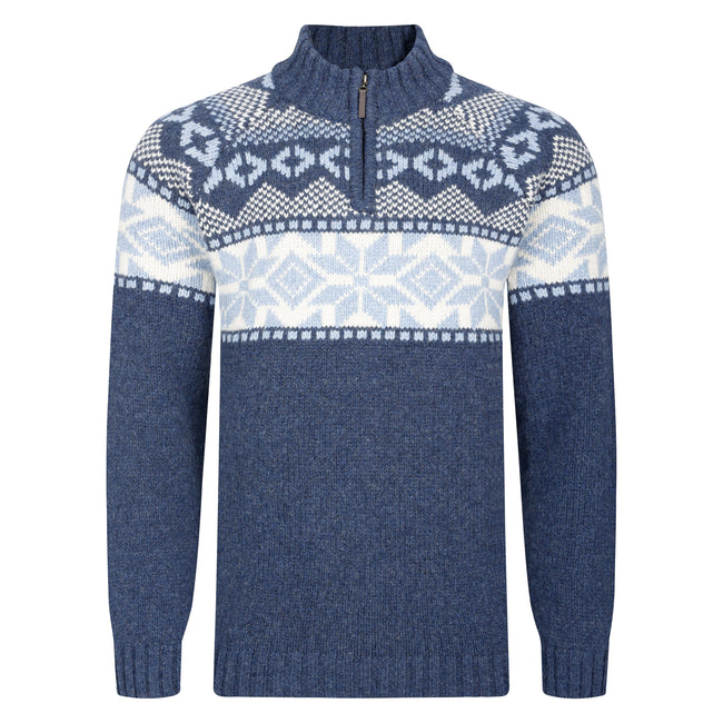 Peter Gribby Nordic Quarter Zip Sweater - Midnight Hover Image