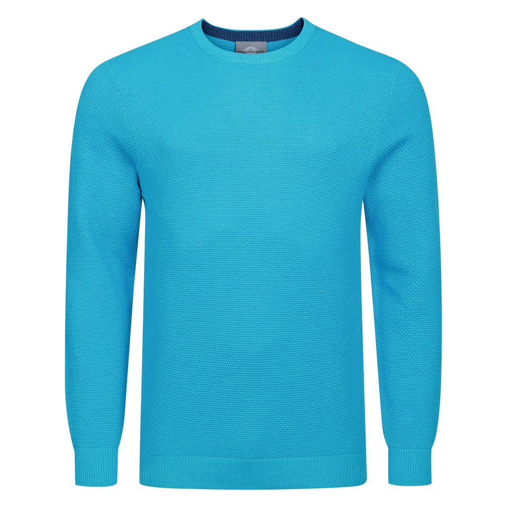 Peter Gribby Premium Combed Cotton Crew Neck Jumper - Aqua