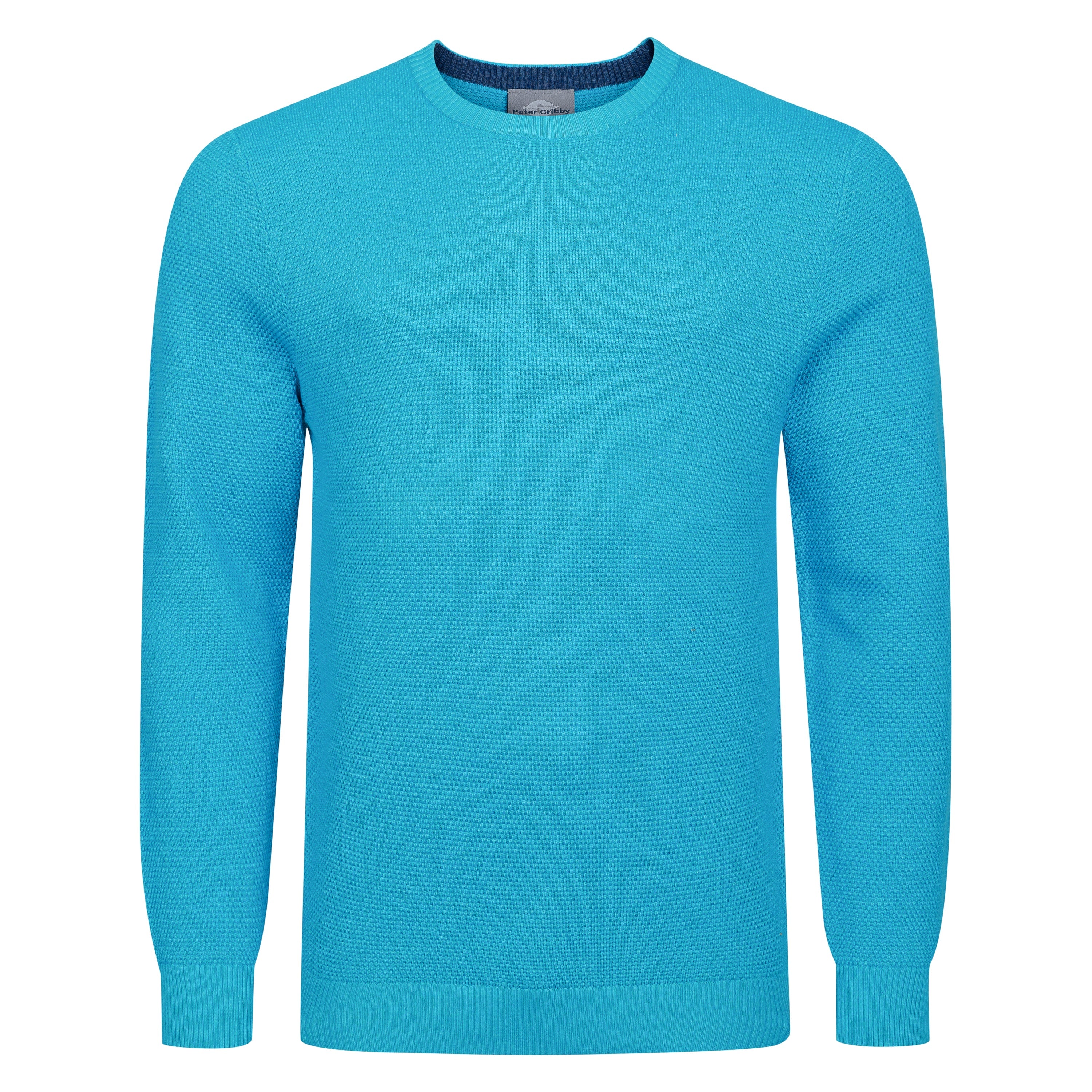 Peter Gribby Premium Combed Cotton Crew Neck Jumper - Aqua