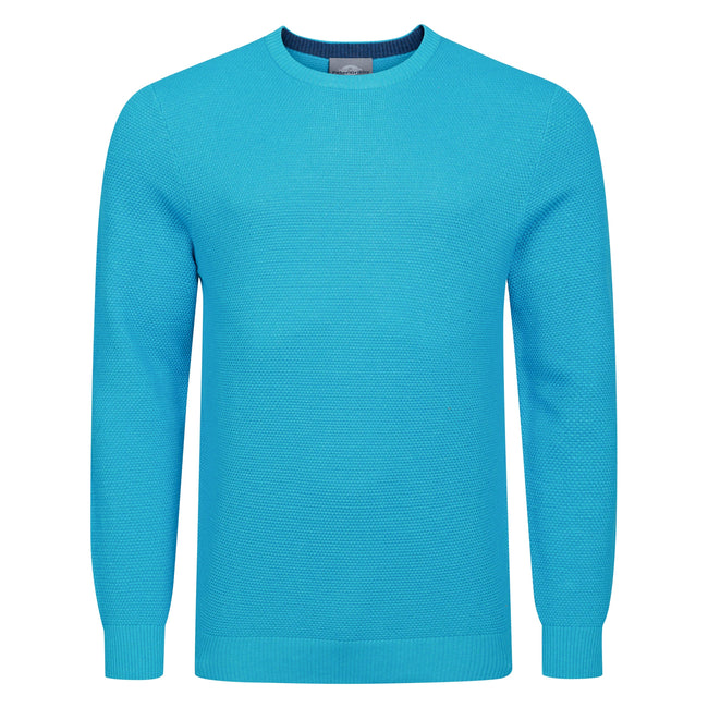 Peter Gribby Premium Combed Cotton Crew Neck Jumper - Aqua Hover Image